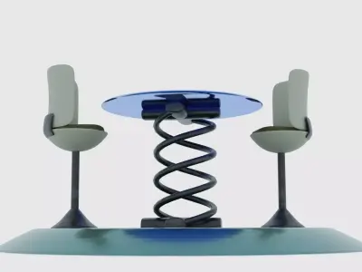 Glass table and chair Free low-poly 3D model