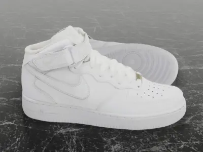 NIKE AIR FORCE 1 MID WHITE 3D SHOES Low-poly 3D model