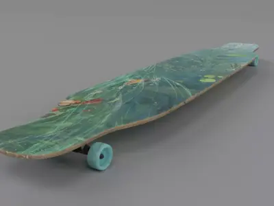 Skateboard with painting 3D model