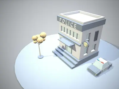 Police Station - Low Poly Assets Low-poly 3D model Low-poly 3D model