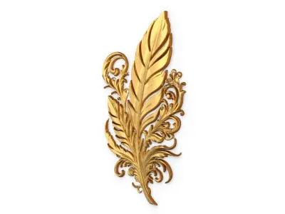 feather decor set wall mural 01 3D model
