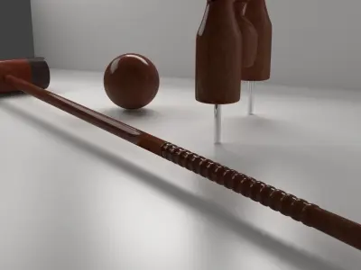 Woodball Equipment - Ball  Mallet and Gate 3D model