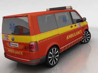 Volkswagen T6 ambulance Low-poly 3D model