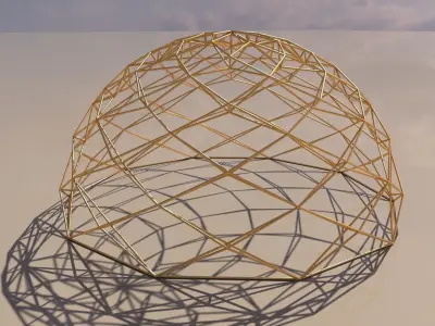Geodesic Dome like design wire-frame structure  3D model