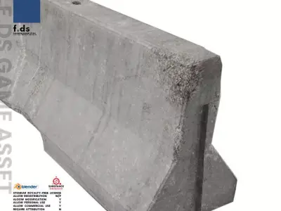 Game ready damaged Concrete Barrier newjersey Free low-poly 3D model