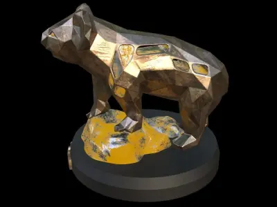 Steampunk Koala Rock Low-poly 3D model