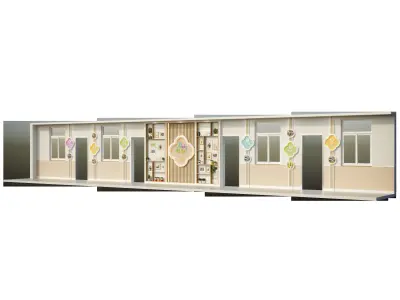 Kindergarten school corridor layout bar photo wall 3D model