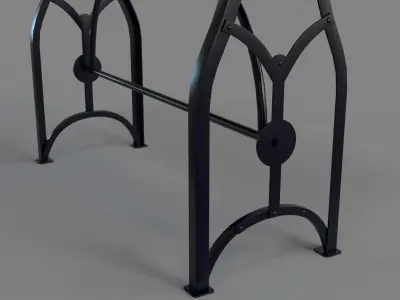Industrial Metal Brace Sofa Table Black 3D model