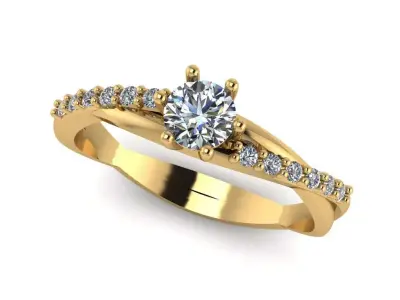 Twisted Band Ring with Central Brilliant Stone 3D print model