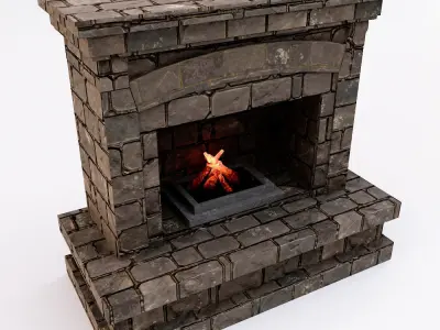 Fire Place low poly 3d model  Low-poly 3D model