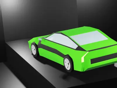 Lowpoly Sport Car - Neon Green Low-poly 3D model