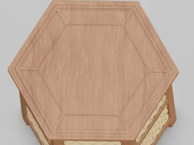 Hexagonal ornate Moroccan table 3D model