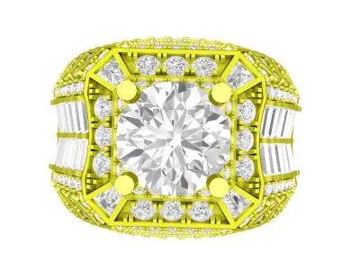 A7117 Korean Style Diamond Men Ring 3D print model