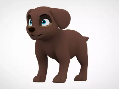 Chocolate Labrador Low-poly 3D model