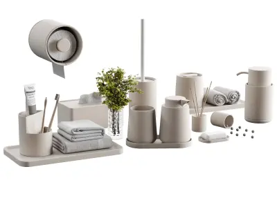 Bathroom-accessories-set-2 bathroom set with toiletries and p... 3D model