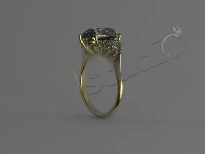 Luxury fashion unique design ring with gems 3d model 3D print model