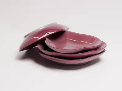 Small Plates Set 01 Low-poly 3D model