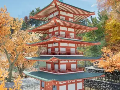 Chureito Pagoda Realistic Recreation 3D model