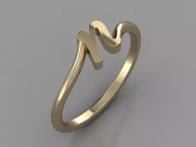 Alphabet Ring N 3D print model