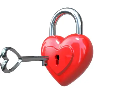 Heart Padlock 3D model 3D model