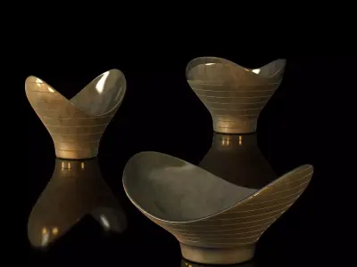 Decorative Brass Bowls by Paavo Tynell Low-poly 3D model
