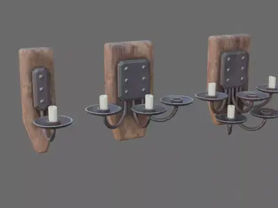 Complete set of wall chandeliers Low-poly 3D model