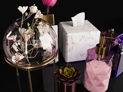 Decorative set 2 bathroom with soap dispensers and perfume bo... 3D model