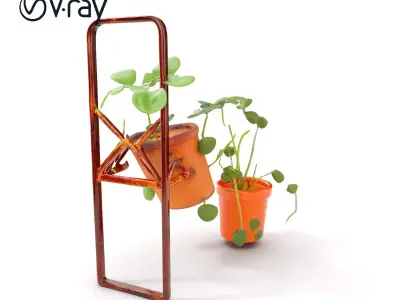 Indoor Decorative Planter with Metal Stand Model Pack Low-poly 3D model