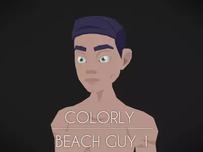 Colorly - Beach Guy 1 - Game Ready - Rigged - Customizable Low-poly 3D model