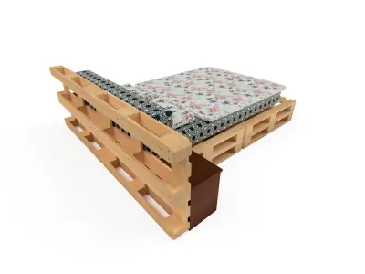 Bed with pallets 3D model