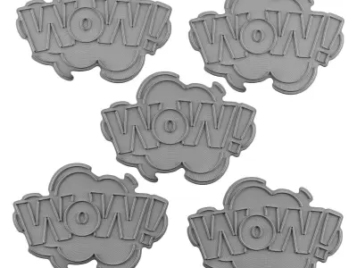 Wow Neon Sign 3D model