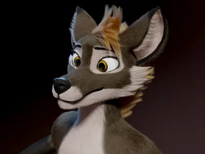 Amethysta Anthro Wolf 3D model