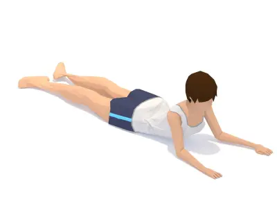 Plank  Yoga Exercise Woman Animation Low-poly 3D model