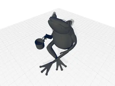 Tea Sipping Frog Garden Art 3D model purchase