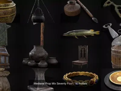 Medieval Prop Mix Seventy Four 3D Model Collection