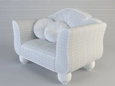 Armchair in burgundy 3D model