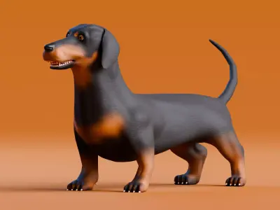 Low poly - Stylized dog - Sausage Dog Low-poly 3D model