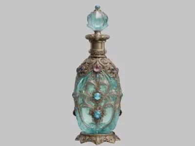 Ornate polished silver glass bottle alchemy Low-poly 3D model