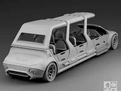 Futuristic Limousine with a hinged roof 3D print model