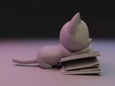 cat book decoration  3D print model