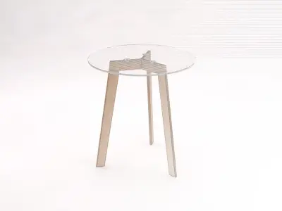 SIDE TABLE---Glass tray and tripod in Y 3D model