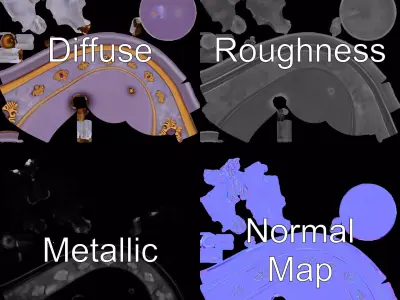 Lavender Unicorn Carousel model pack Low-poly 3D model