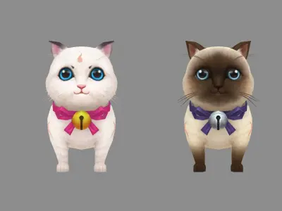Cartoon fat cat mount Low-poly 3D model