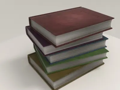 V Books four stacked Low-poly 3D model