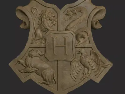 Low poly game-ready Hogwarts Emblem Low-poly 3D model