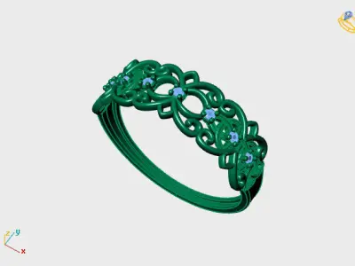 Womens Diamond Signet Ring Women Rings 3dmodels 3D print model 3D print model