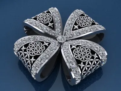 Necklace bow Flower of life with enamel 3D print model 3D print model