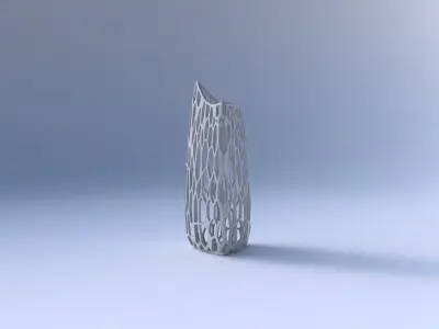 Vase curved tipping triangle 2 with faceted organic lattice 3D print model