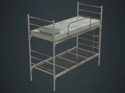 Bunk Bed 1B Low-poly 3D model