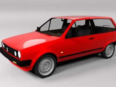 VW VOLKSWAGEN POLO 1986 LOWPOLY Low-poly 3D model